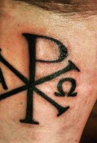 Kresťanské čierne písmeno symbol tetovanie vzor