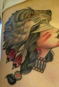 le ragazze sotto il petto hanno dipinto le immagini del tatuaggio del ritratto estetico letterario di schizzo dell'acquerello