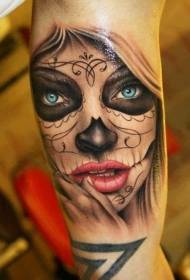 bellissimo modello di tatuaggio ragazza morte occhio blu
