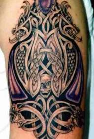 Modello nero e modello di tatuaggio teschio di pietra preziosa viola