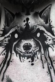 Gravírování na krku ve stylu černé zlé mýval tetování vzor