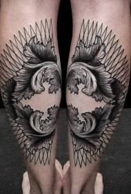design insolito del modello di tatuaggio decorativo foglia curva nera