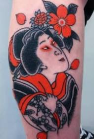 šiek tiek šviežios raudonos ir juodos spalvos tradicinio stiliaus tatuiruotės