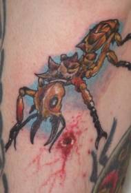 farebný mravec a modré pozadie tetovanie vzor