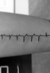 modello di tatuaggio ECG linea nera