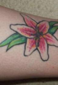 disegno del tatuaggio giglio fresco colore delle gambe