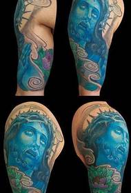 Modellu di tatuatu di Big Jesus Peony 157163-pattern di tatuatu di croce