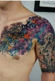 chlapci rameno maľované gradient hviezdne prvky jednoduché línie obrázky horské tetovanie