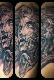 black ash damaged Medusa tattoo tattoo pattern