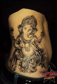 ẹgbẹ rib dudu grẹy Ganesha elephant ọlọrun tatuu Àpẹẹrẹ