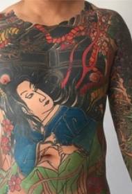 baie geverfde waterverfsketse kreatiewe Japannese gangsterelemente totem oorheersende tatoeëringpatroon