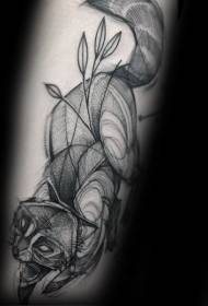 Sketch Style Black Raccoon bunkun Awo Tattoo
