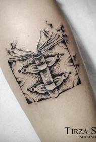 black and white point Thorn personality open book tattoo pattern