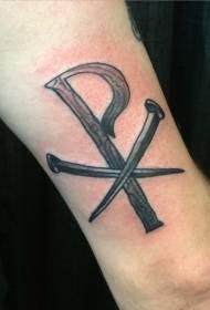 Arm Svart Chi Rho Kristus Monogram Religiös symbol för tatueringsbild