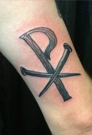 Arm Black Chi Rho Christ Monogram Alama Ya Kidini Ya Picha ya Tatoo