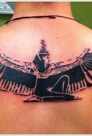 Zadní černé egyptské Isis a křídla tetování vzor