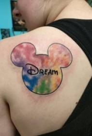 omuzlarında kızlar degrade basit Çizgi karikatür Mickey Mouse Dövme Resim boyalı