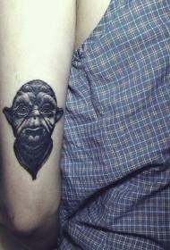 Arm old school little black master Yoda tattoo pattern