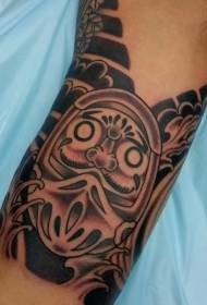 pola jepang ireng lan abu-abu gedhe gaya Jepang Dharma Tattoo