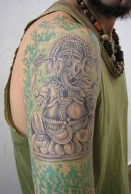 ຮູບຊ້າງ tattoo ພະເຈົ້າໃຫຍ່ Ganisa ແລະຮູບແຕ້ມ tattoo ສີຟ້າ Hindu totem