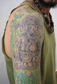 Ganusa allah gajah Ganisa lan pola tato totem Hindu sing biru
