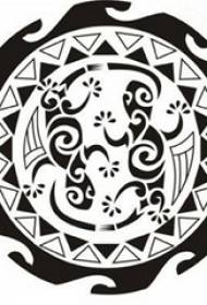 Element de geometria d'esbós de línia negra Manuscrit creatiu de tatuatges de Totem Sun