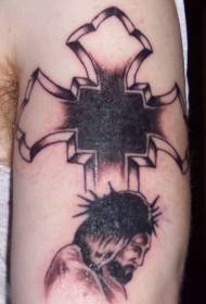 Jezus en Cross Black Tattoo Patroon