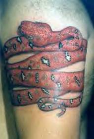 patrón de tatuaxe de serpe vermello de ombreiro