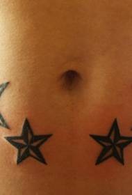 swart en wit sterre Abdominale tatoo patroon