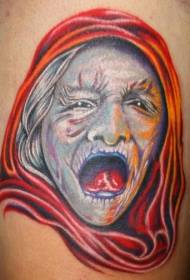 hekse og rød kappe tatoveringsmønster