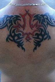 Back Red and Black Tribal Totem Tattoo Pattern
