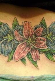 Μπλε και ροζ Lily τατουάζ μοτίβο