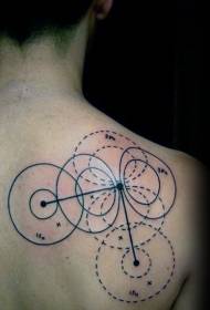 zadní černý geometrický styl kruh tetování vzor