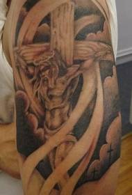 De Jesus huet um Kräiz Tattoo Muster gebonnen
