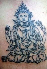 Ινδικό Θεό Βούδα Μαύρο Τατουάζ Pattern