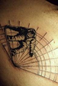 nugaros juodas kietas slidinėjimo ir linijos tatuiruotės raštas