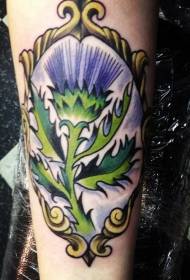 Цвят на ръката шотландски растителни татуировка снимка