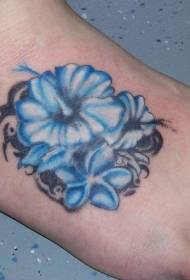 blátt hibiscus instep húðflúrmynstur
