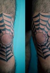 kolano old school czarny pająk tatuaż wzór