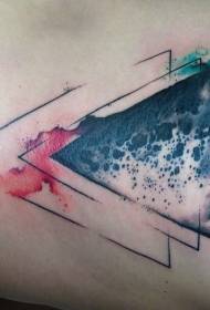 мистериозен черен триъгълник с цветни шарки за татуировка
