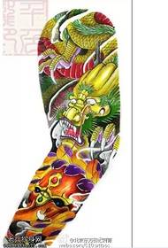 Classic Painted Dragon Manuscript Tattoo Pattern