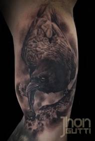 stor svart aske Realistisk Raven Tattoo Pattern