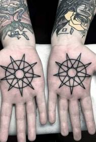 modello di tatuaggio stella semplice linea blu di palma