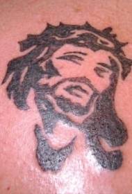 Minimalistinis Jėzaus juodų tatuiruočių modelis