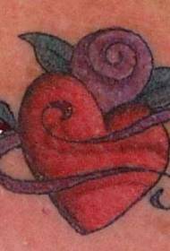 meilė pečių spalvoms su violetiniu kaspinu tatuiruotės modeliu