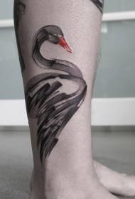 Kälber léif kleng schwaarz Swan Tattoo Muster