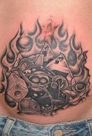 Abdomen Black Flame Poker Plaque Tattoo patroon