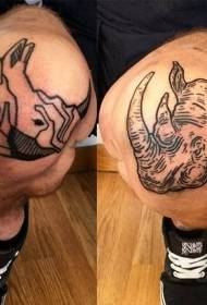 perna joelho personalidade rinoceronte preto cabeça tatuagem padrão