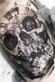 Bigbend smalt i zi me stilin e pikturës me modelin e tatuazheve të orës