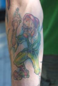 Braccio color crudele verde Leprechaun Tattoo Pattern